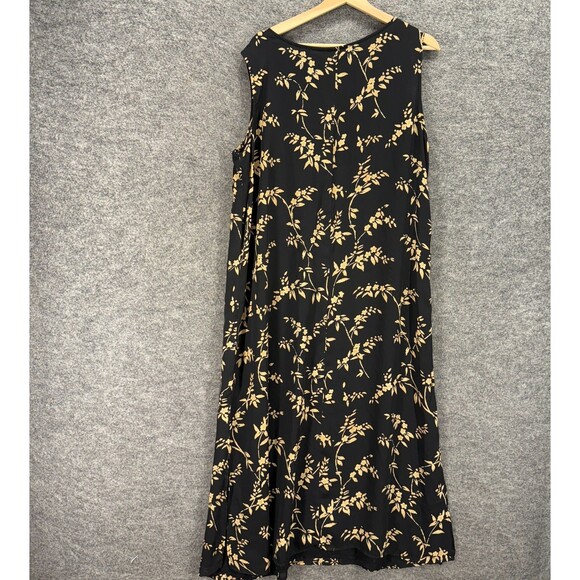 Designs Dress Women 22/24 Plus Black Floral Shift Midi Sleeveless Lined Casual - Picture 2 of 6